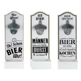 Gilde 1 Stück Flaschenöffner, Spruch, MDF, weiß