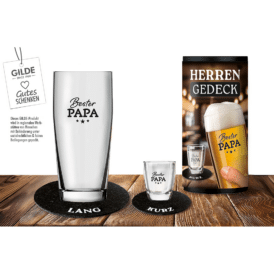 Gilde Herrengedeck rund "Bester Papa" Set 4tlg.