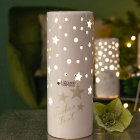 Tiziano Licht Latuna LED mit Decal "Frohes Fest" creme-weiß