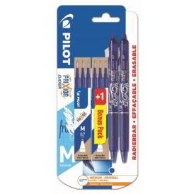 Pilot, Frixion Clicker 2X und 2X ,3er Pack Minen 0,7 Blau