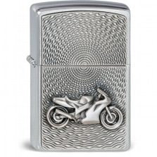 Zippo Feuerzeug chrom gebürstet Motorrad Emblem