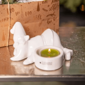 Tiziano Teelicht Santa Joelo liegend weiß-creme