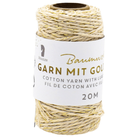 Rössler Baumwoll-Garn mit Goldfaden - 20 m, Creme
