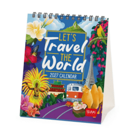 Legami, Tischkalender 2027 - 12 x 14,5 cm "Let's Travel the World"