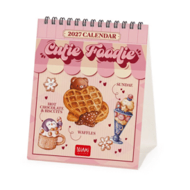 Legami, Tischkalender 2027 - 12 x 14,5 cm "Cutie Foodie"