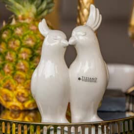 Tiziano Dekofigur Deko Papagei Paar Eraldo weiß-creme 19,0 cm