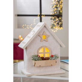 Gilde, LED-Dekohaus Amata Filz beige, klein, Stern