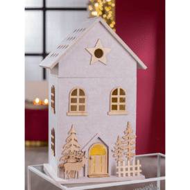 Gilde, LED-Dekohaus Amata Filz beige 46 cm