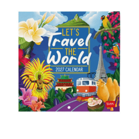 Legami, Wandkalender 2027 - 18 x 18 cm "Let's Travel the World"